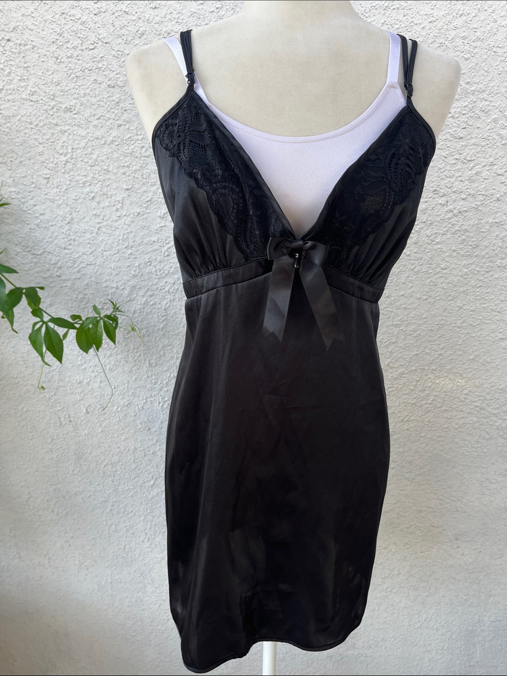 NEW DIRECTION Black Lace-Trim Slip Dress - Women Intimates & Sleepwear SZ: XL